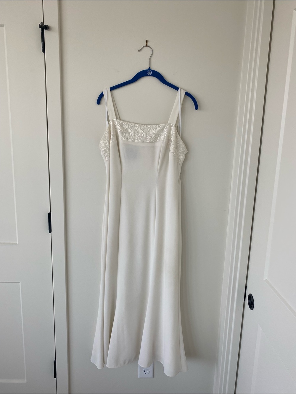 Ursula of Switzerland White Wedding Slip Dress with Embroidered Bodice